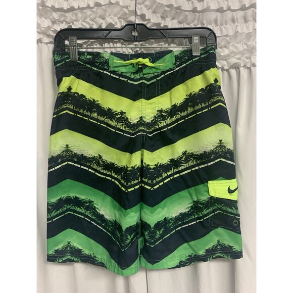 Nike Men’s Green Tropical Palm Print Board Shorts S – Swim Trunks Quick Dry - Picture 2 of 4
